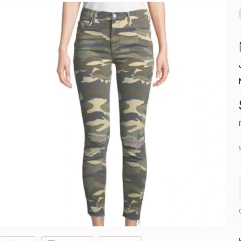 Mother High Waisted Looker Ankle Fray Camo Jeans sz27 - Picture 5 of 14